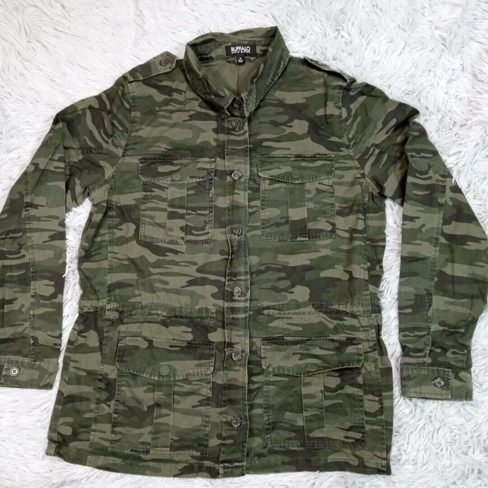 Buffalo David Britton Jacket Womens M Green Camo Military Gorpcore Utility Coat